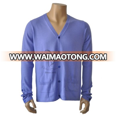 blue cashmere cardigan in inner mongolian